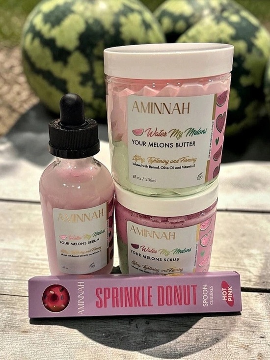 Aminnah Other - Aminnah Water My Melons 4-Piece Body Care Set + Sprinkle Donut Spoon